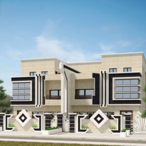 three floor modern house design ,4 houses, plot size 25 m x 40 m