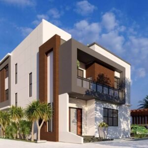 Modern house design with complete architectural and structural details