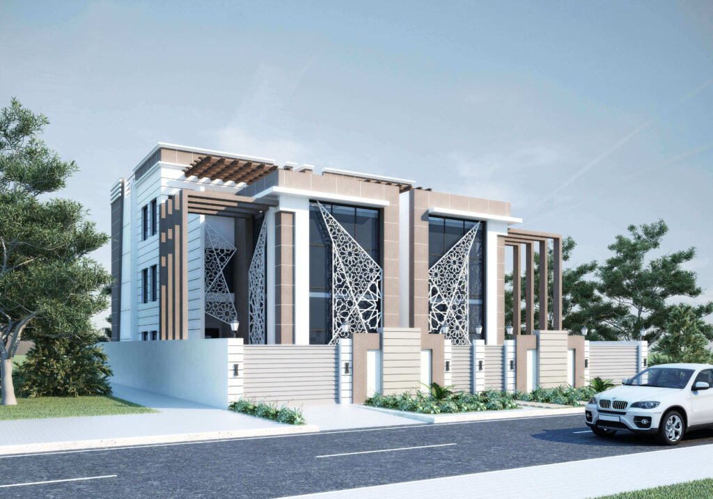 three floor modern house design , plot size 20 m x 30 m