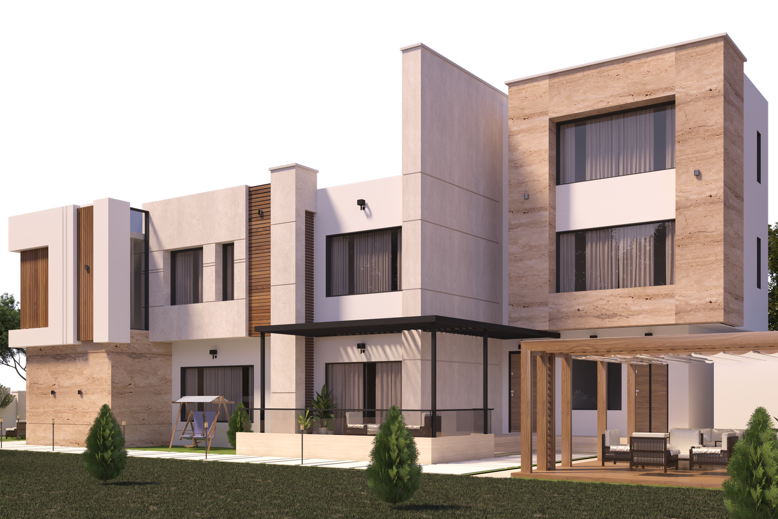 three floor modern house design,plot size( 22 m x 32 m)