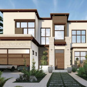 Modern house design with complete architectural and structural details