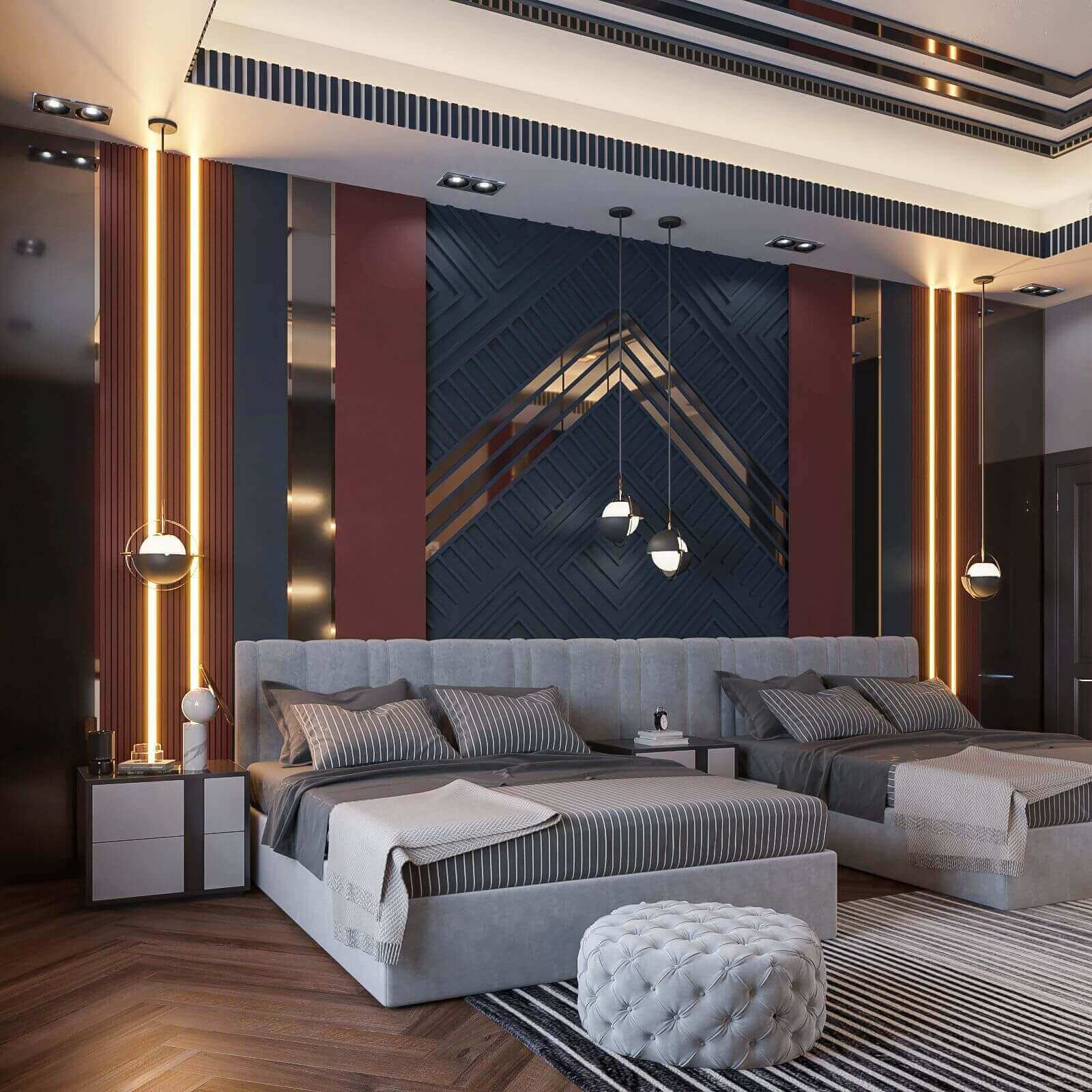 506 modren bed room interior design, size (7.00mx5.50m)