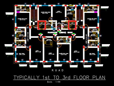 1012 5 floor building design,plot size (28mx22m)