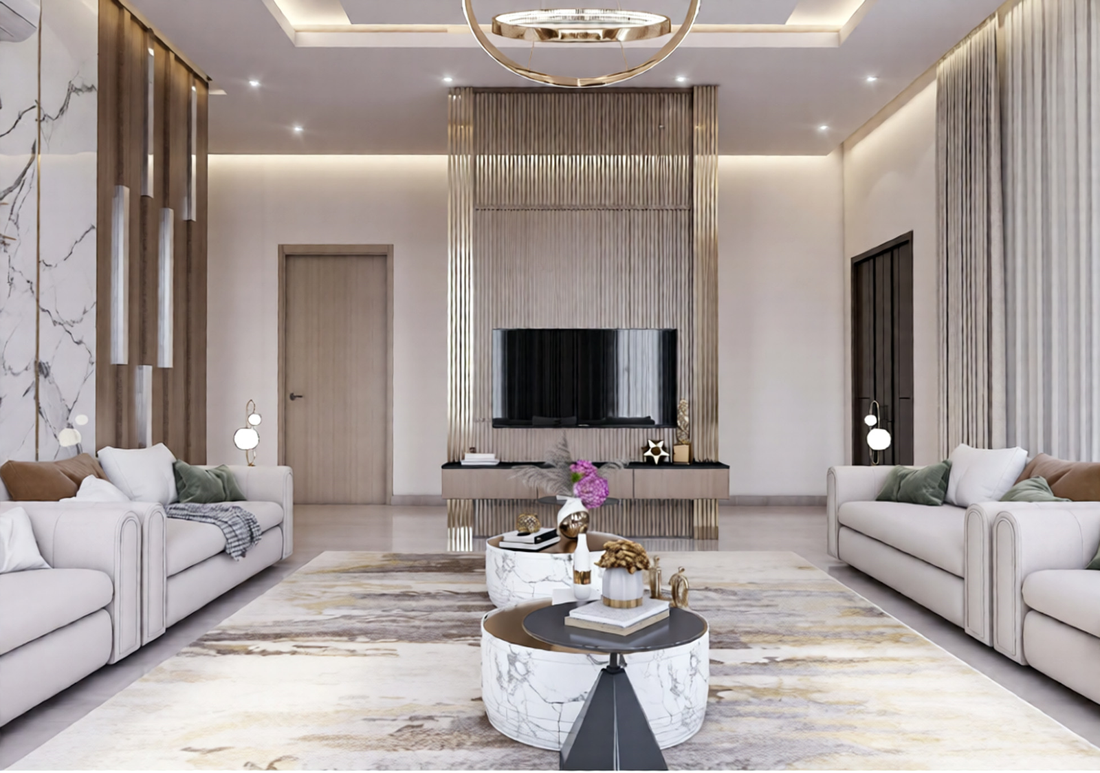 548 family hall interior design,size (6.00mx5.50m)