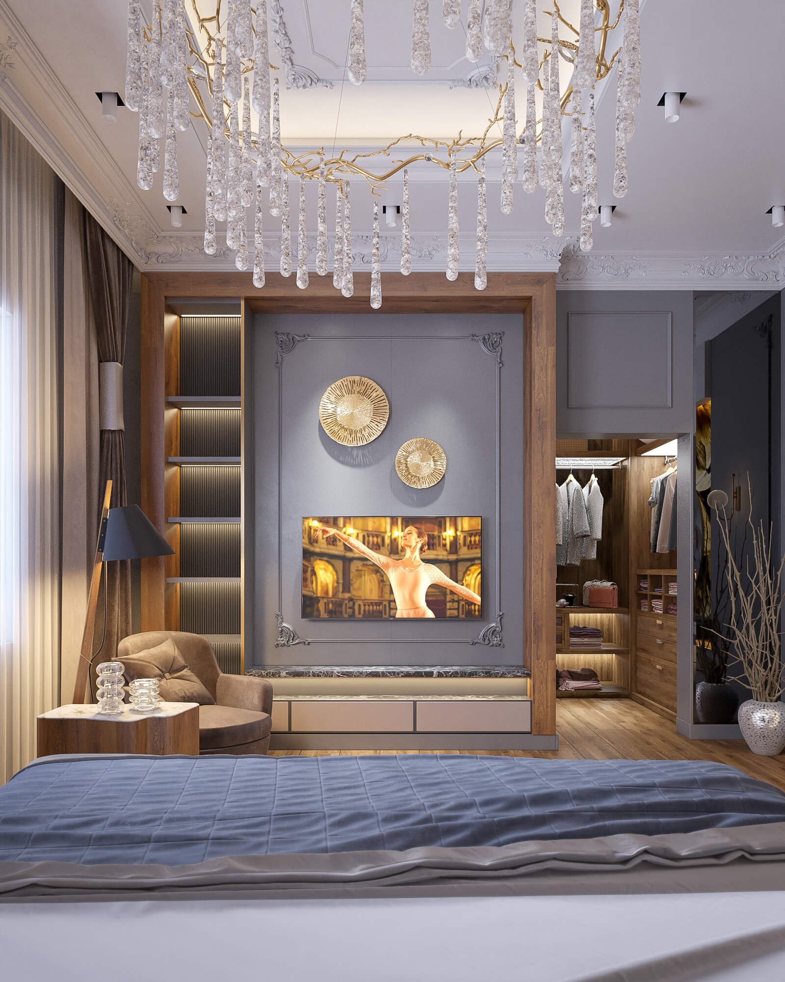 501 modren bed room interior design, size (5.50mx4.50m)