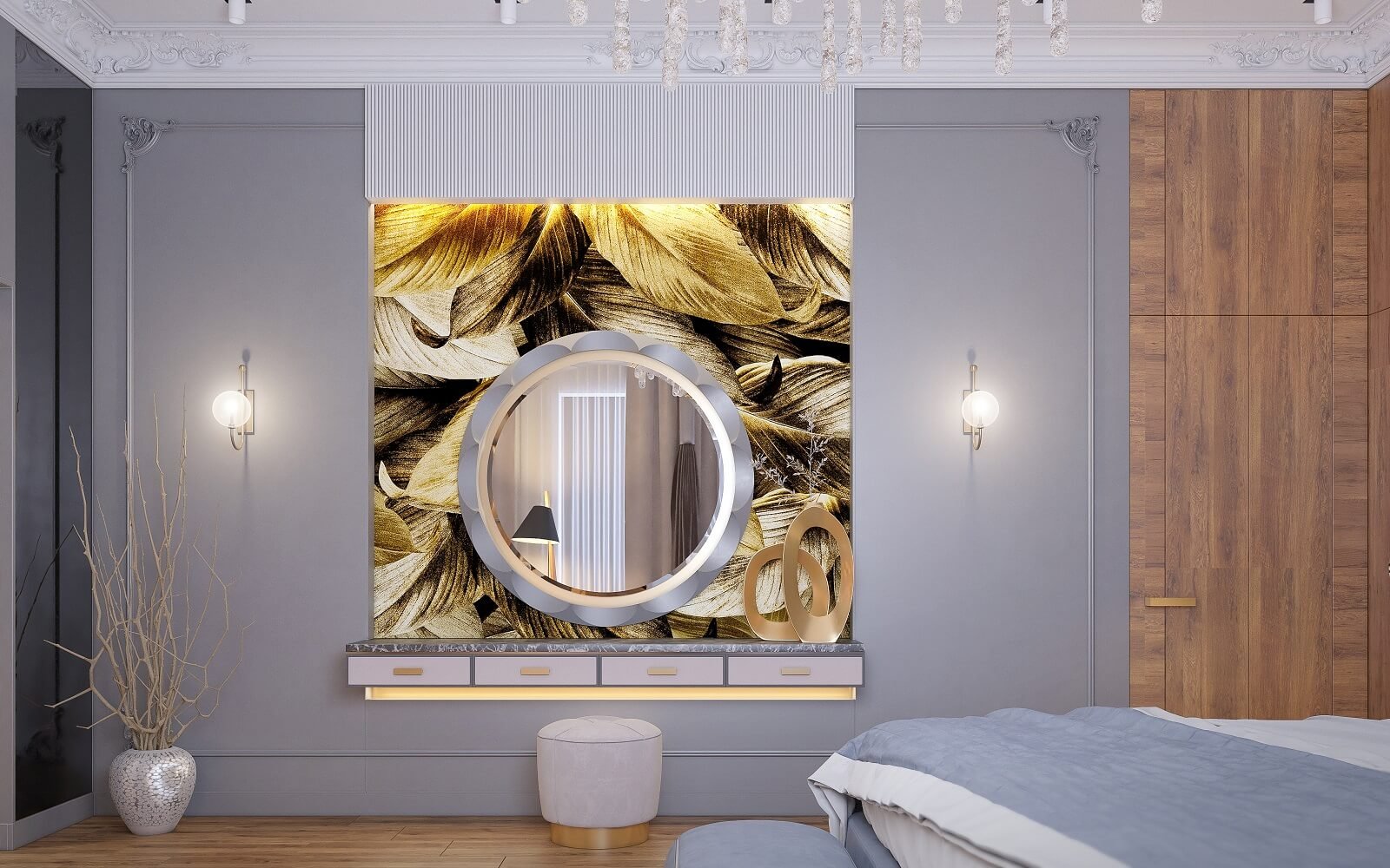 501 modren bed room interior design, size (5.50mx4.50m)