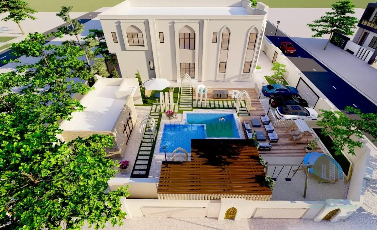 Modern house design with complete architectural and structural details