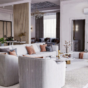 615-Entrance & Living Hall, Interior Design, Size(7.50mx4.00m)